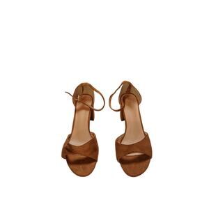 womens refresh barika faux suede open toe ankle strap block heel sandal